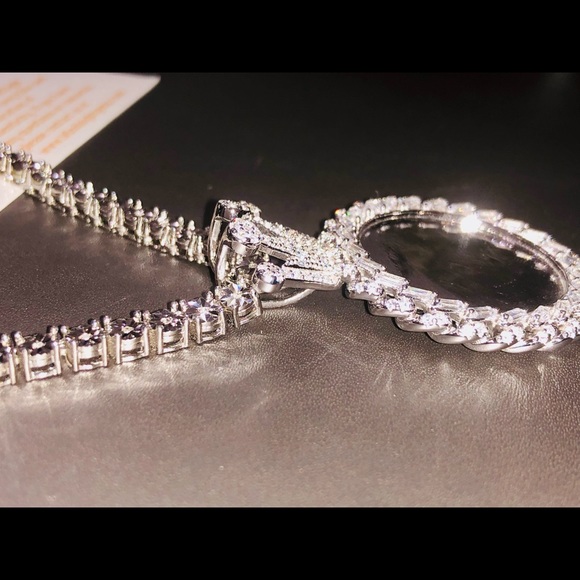 Real diamond tennis chain with custom made stunning 2 way memory charm pendant - Picture 7 of 10